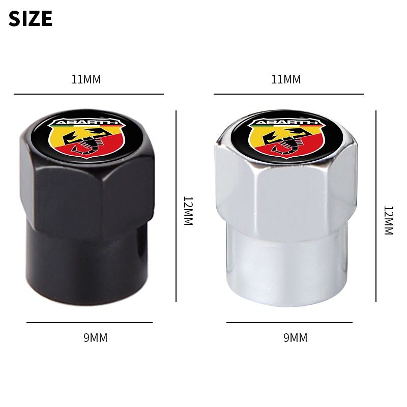 Set 4 Nắp Van Bánh Xe Bằng Nhôm Màu Đen / Bạc Hình Lục Giác Cho FIAT Ab Arthu 500 500L 124 Spider Coupe Panda Doblo Qubo Tipo