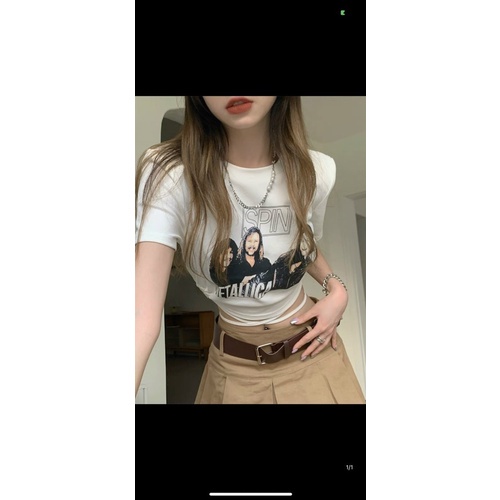 Áo thun croptop buộc eo ba cô gái, Áo croptop thun đan eo nữFREESHIPGB alohashop91