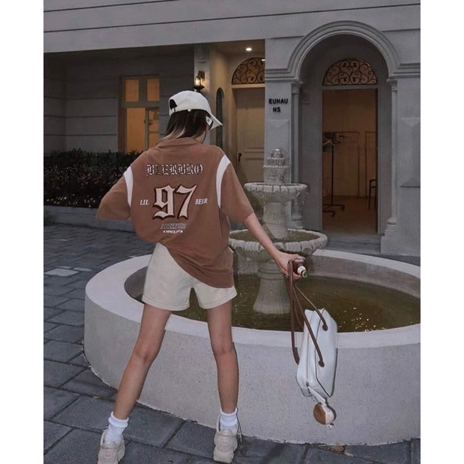 Bộ đồ nữ áo thun Polo nâu tây Beerbro quần short Be [FREESHIP] Áo Polo cổ bẻ 97 quần đùi kaki cực chất FREESIZE