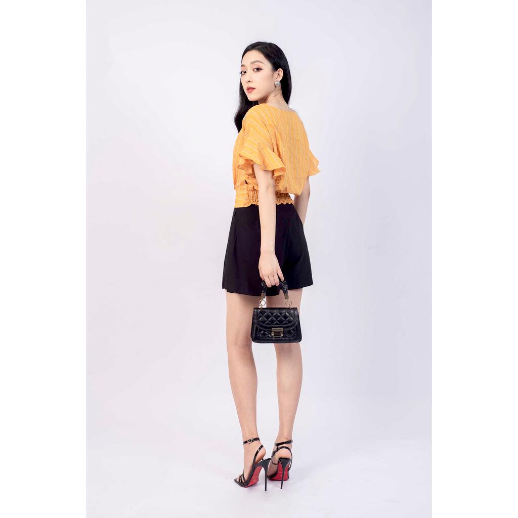 Áo sơ mi cổ tròn, croptop thêu hoa MMOutfit M-AO020321116