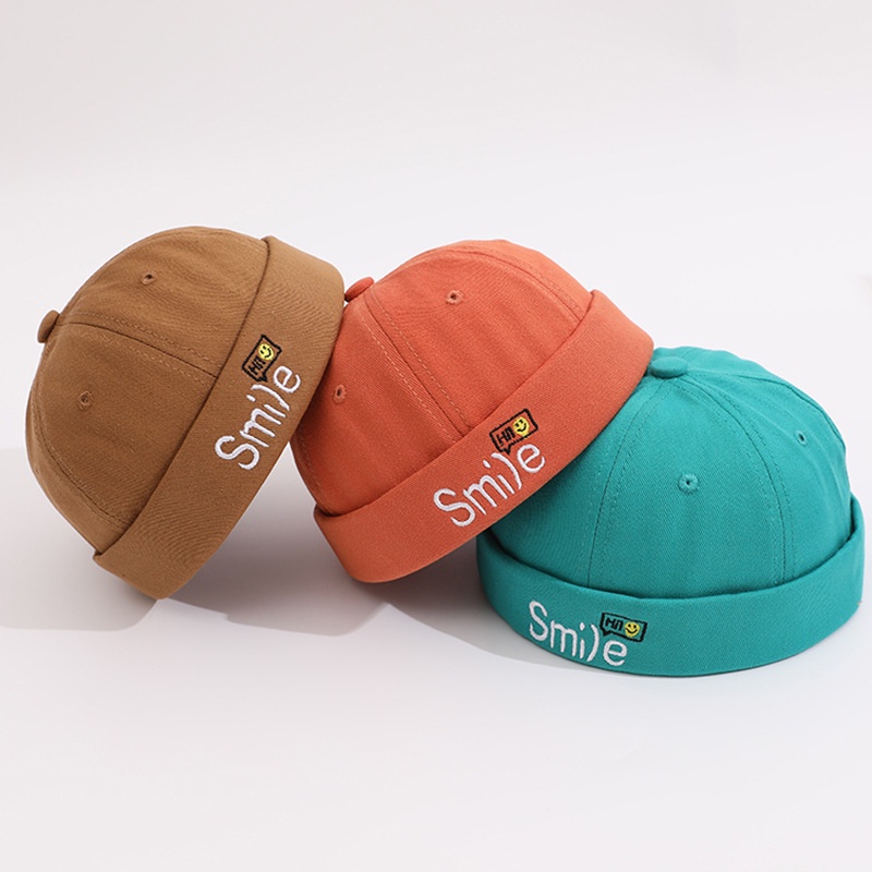 Mũ Beanie Thêu Hình Mặt Cười Dễ Thương Phong Cách Hip hop Thời Trang Cho Trẻ Em