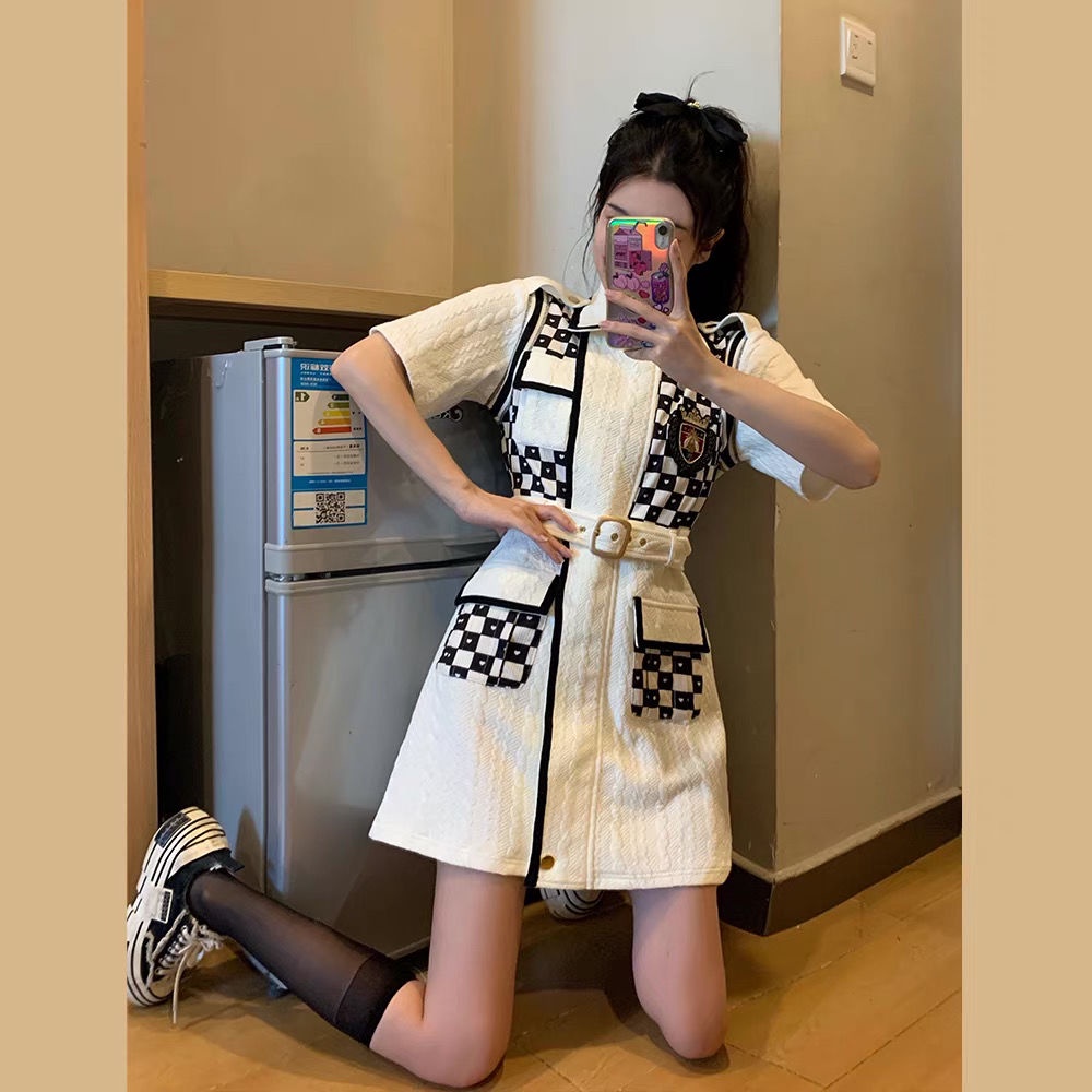 Muel original ~ small fragrance dress women's summer design sense, small crowd, slim waist, high-grade Polo skirt