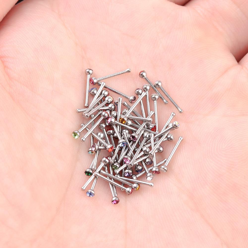 ESPO Set 60 Khuyên Mũi Thép Không Gỉ Đính Đá Cá Tính