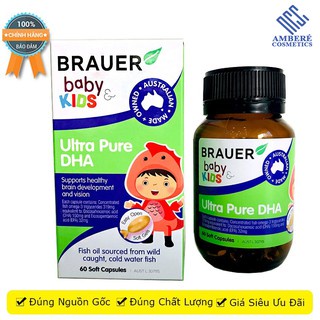 Viên uống DHA cho bé Brauer Ultra Pure DHA tinh khiết cho trẻ từ 7 tháng trở lên hộp 60 viên