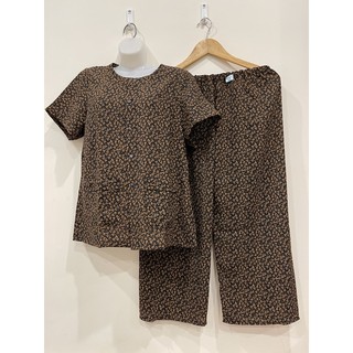 Bộ lụa hàng châu quần dài - áo cài cúc có 2 túi