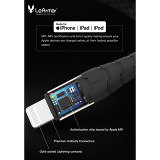 [LeArmor]  Cáp Sạc LeArmor MFI USB-A to Lightning - Black