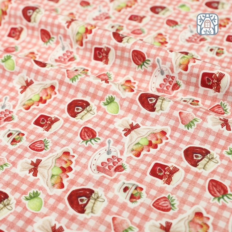 CS21-256 Vải cotton 100% tự nhiên🍒CHUANSHUI🍒khổ vải 145CM , rừng dâu ngọt ngào - vải đẹp handmade, quilt, may vá