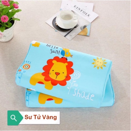 Gối cao su non cho bé họa tiết hoạt hình dễ thương vỏ gối chất liệu cotton thoáng mát_Chăn ga gối đệm