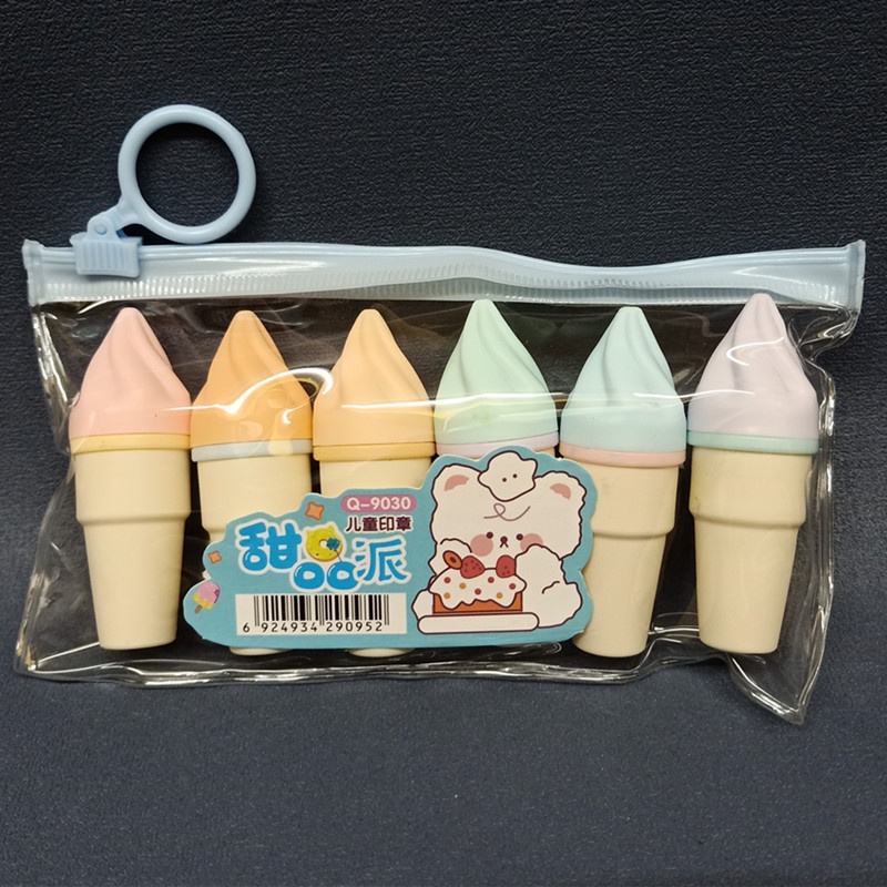 Set 6 Bút Dạ Quang Mini Hình Kem Ốc Quế Dễ Thương