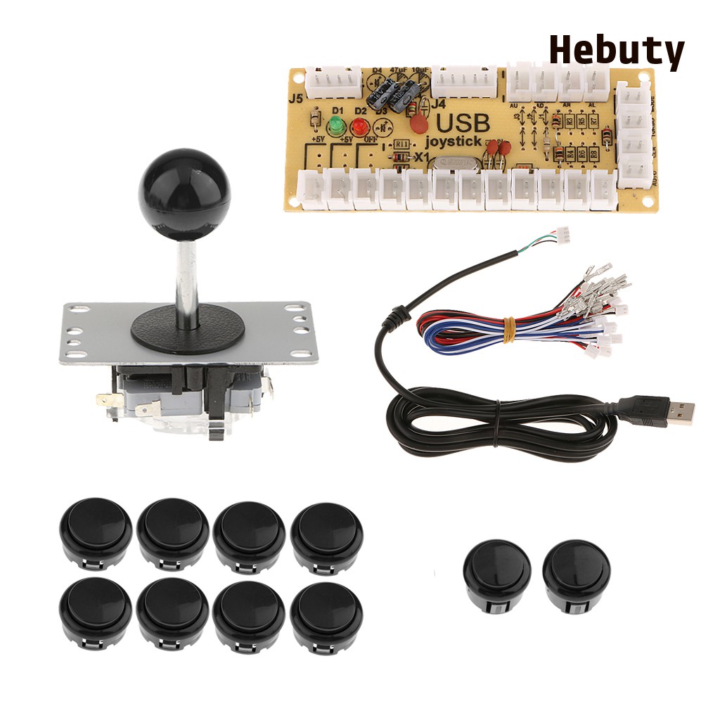 Bảng mã hóa USB Arcade Zero Delay + cần điều khiển PC 5Pin + 10 nút đẩy DIY
