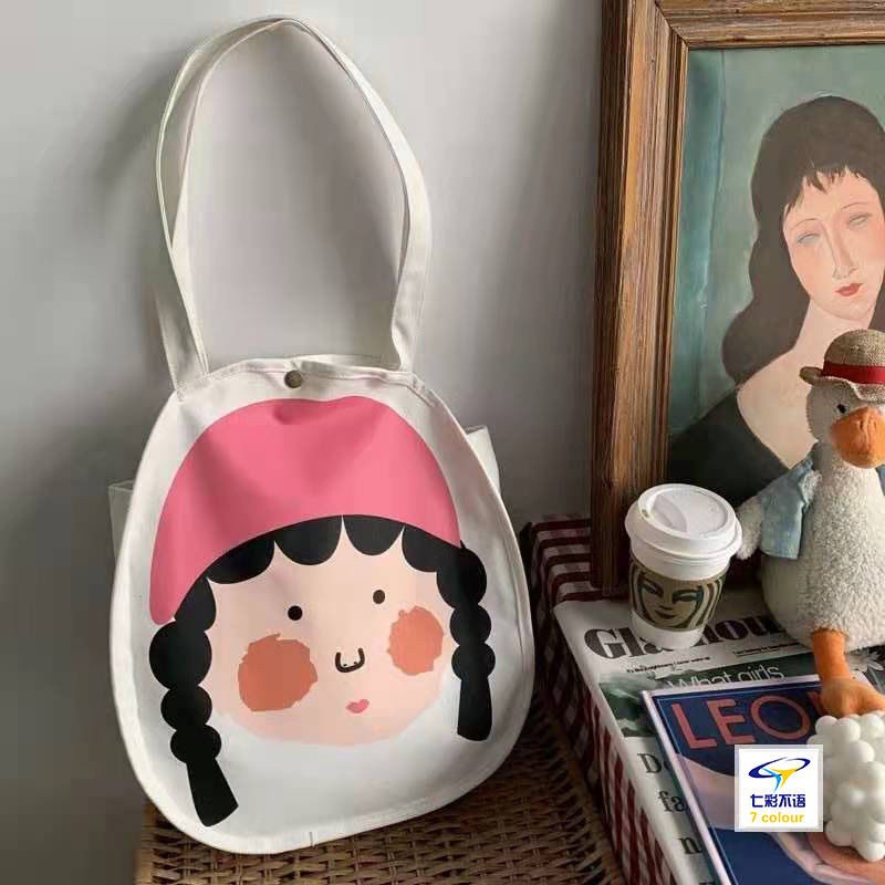 Túi tote đeo vai bằng vải in họa tiết đáng yêu thời trang