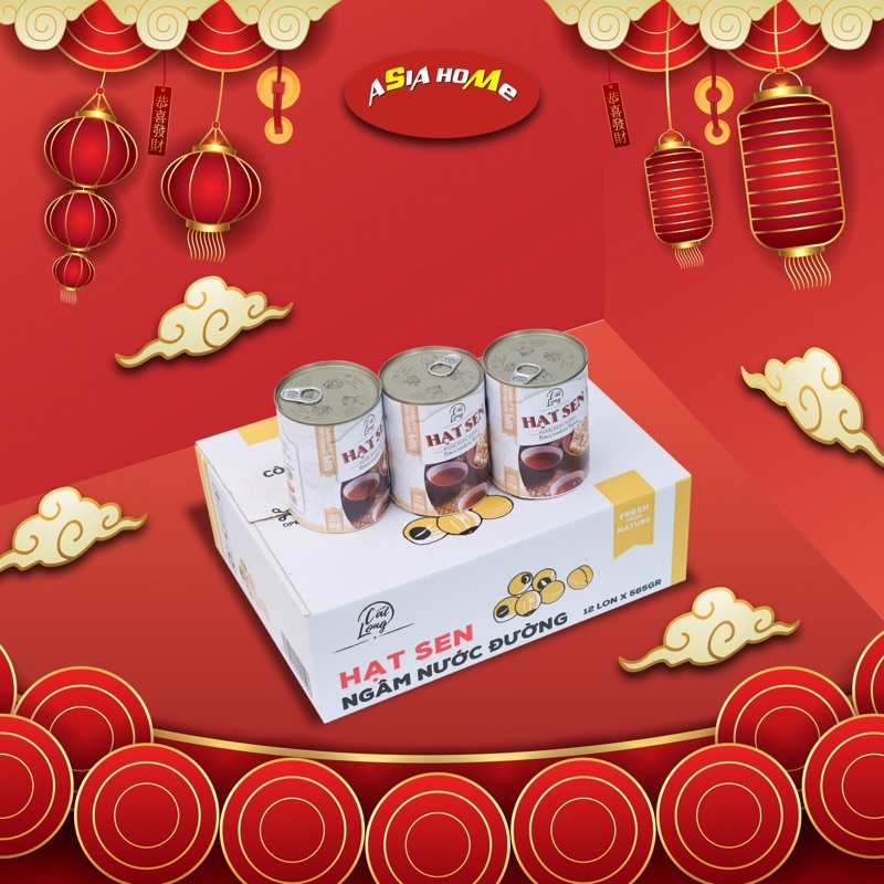 1 thùng 12 lon hạt sen nước đường Cát Long 565gr