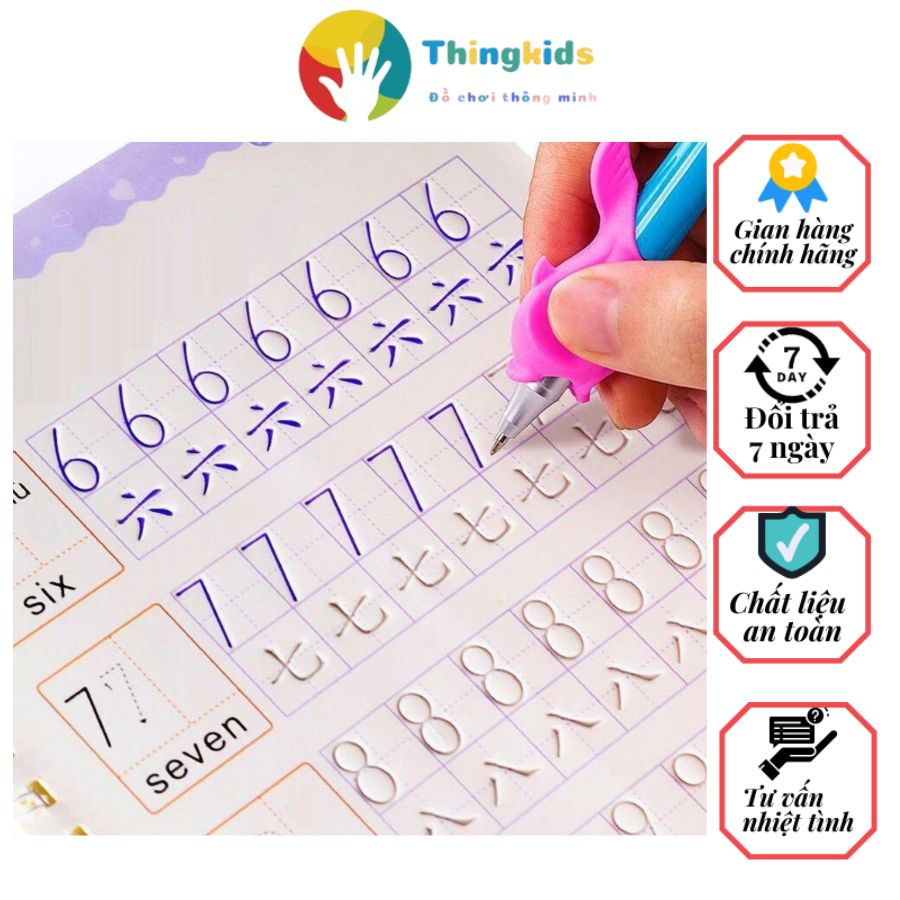 Sét 3 vở tập tô tự xóa thông minh tặng kèm bút và đệm bút cá heo - Thingkids