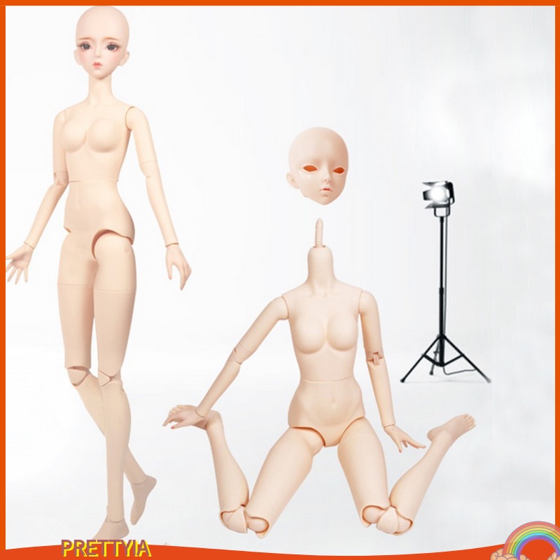 [PRETTYIA]60cm Ball Jointed Doll Nude Vinyl Body Mold without Head DIY Practice Parts