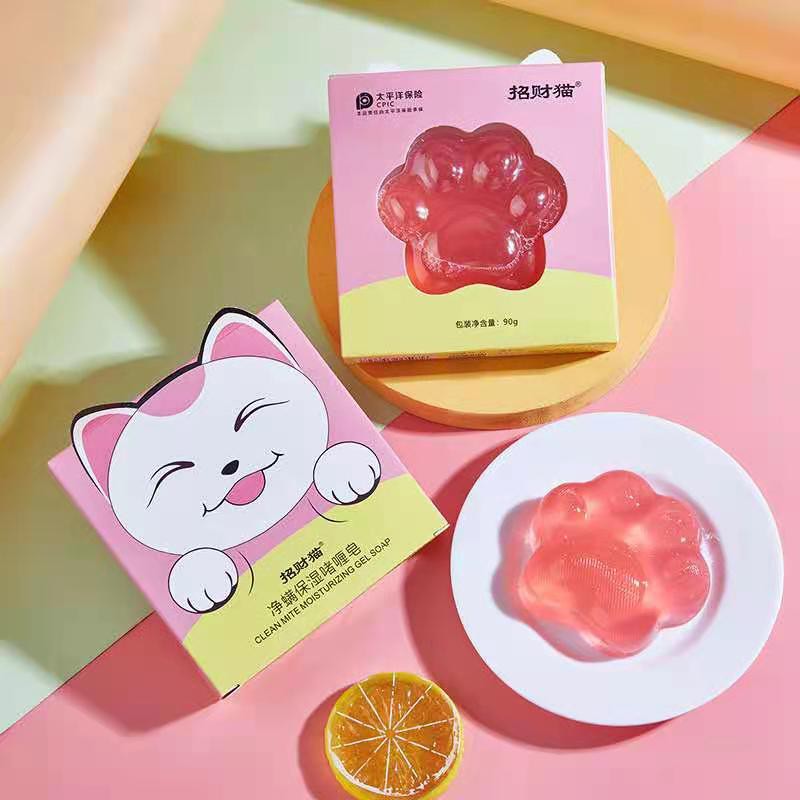 (Sản phẩm mới)Xà phòng thạch mèo may mắn Làm sạch sâu Kiểm soát dầu và loại bỏ mạt