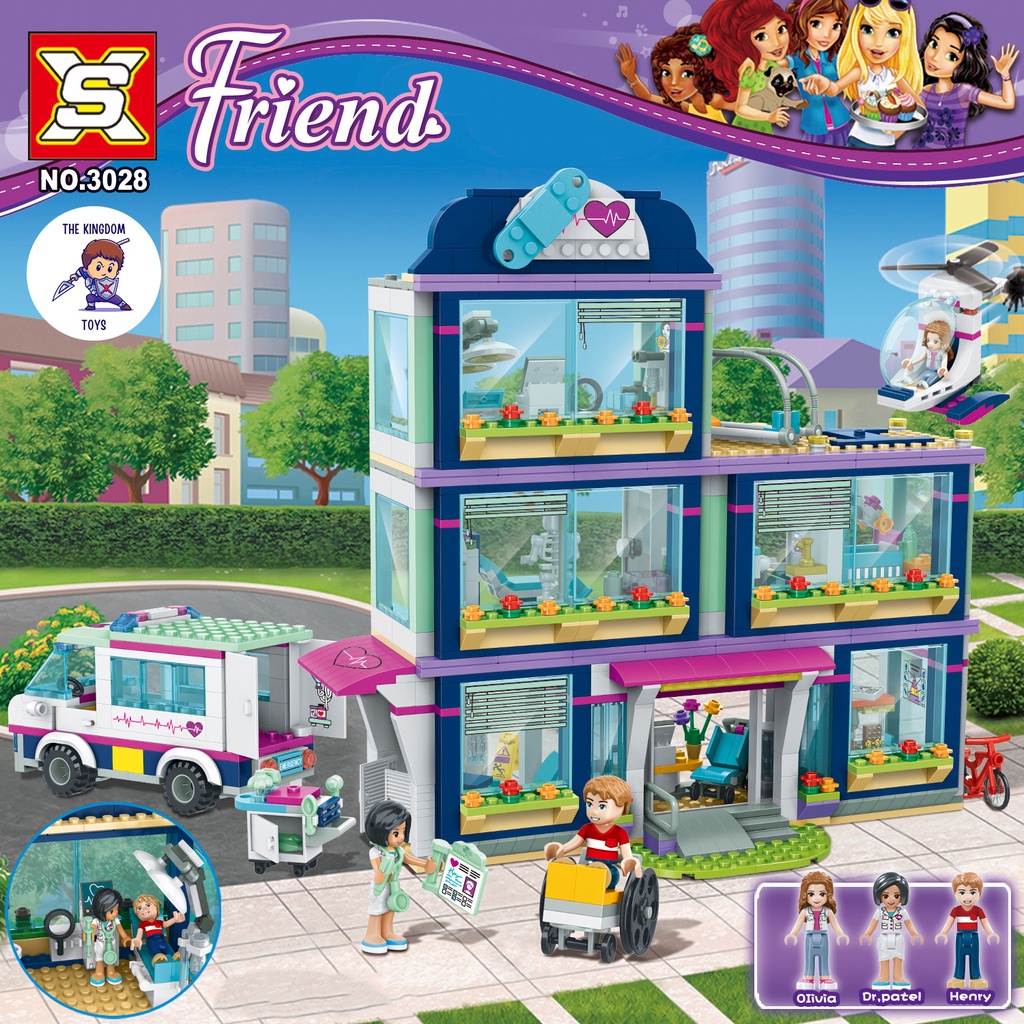 Đồ Chơi Lắp Ráp Kiểu LEGO Mô Hình Bệnh Viện Cấp Cứu Thành Phố Nhân Ái Heartlake Hospital Đồ Chơi Bé Gái 3028