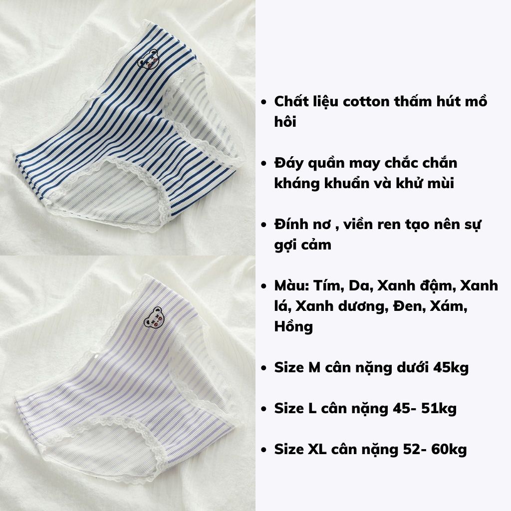 Quần lót nữ ren cotton kháng khuẩn khử mùi thấm hút mồ hôi họa tiết cute và dễ thương JOCOSI L167