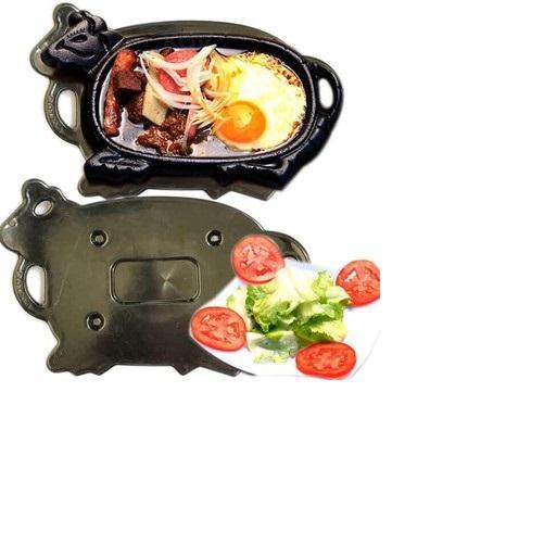 Bộ chảo gang chống dính có đế nhựa làm bò bít tết sử dụng dược cho tất cả các loại bếp,bếp ga,bếp điện,bếp từ,bếp than