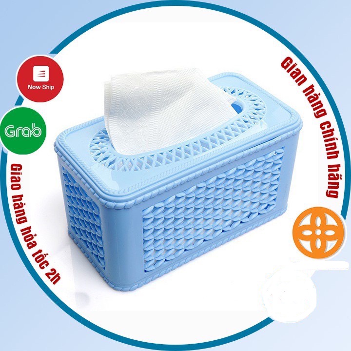Hộp đựng giấy ăn, khăn giấy giả mây chữ nhật nhựa Việt Nhật tiện lợi HT 2734