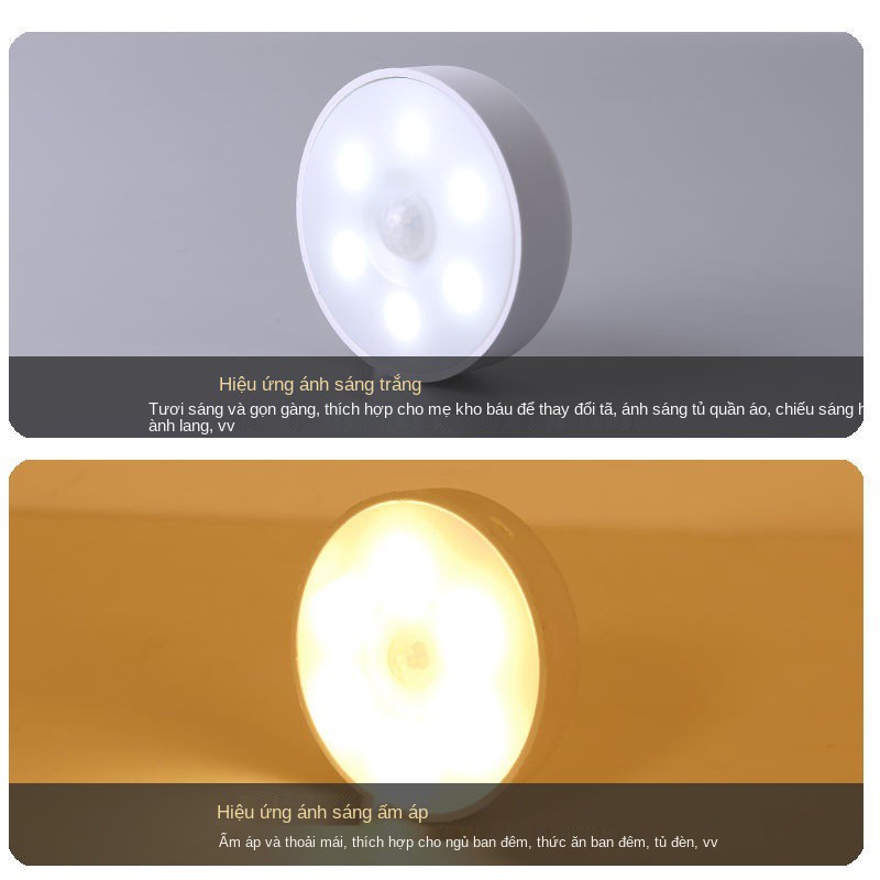 Đèn LED tiết kiệm năng lượng có thể sạc lại đèn ngủ gia đình không dây ánh sáng cảm ứng cơ thể con người điều khiển bằng