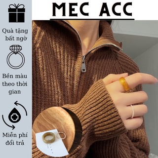 Milk Set nhẫn nữ 2 chiếc đá giả mã não phong cách cổ điển sang trọng N14