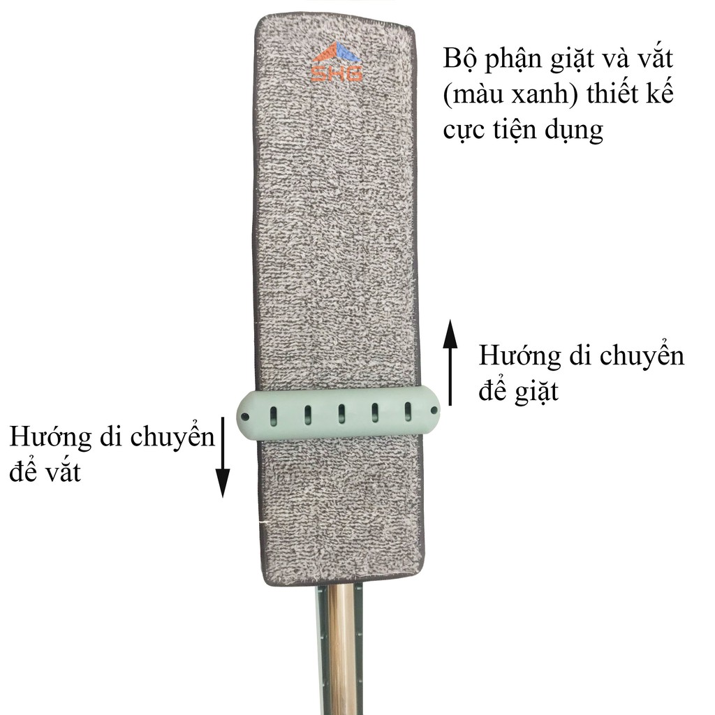 CÂY LAU NHÀ TỰ VẮT (KÍCH THƯỚC BÔNG 12X42 CM), MĂM LAU HÌNH CHỮ NHẬT, LAU CỰC SẠCH