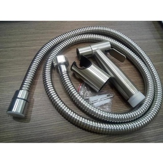 Vòi xịt vệ sinh inox 304 kèm dây và đế cài - Vòi xịt bồn cầu inox SUS 304 cao cấp
