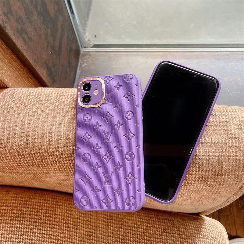 Ốp điện thoại in logo LV màu tím cho iphone 13 Pro Max i13 13pro 11 Pro Max i11 i7 i8 SE 7plus 8plus iX XS XR Xs MAX 12 12Pro 12 Pro Max