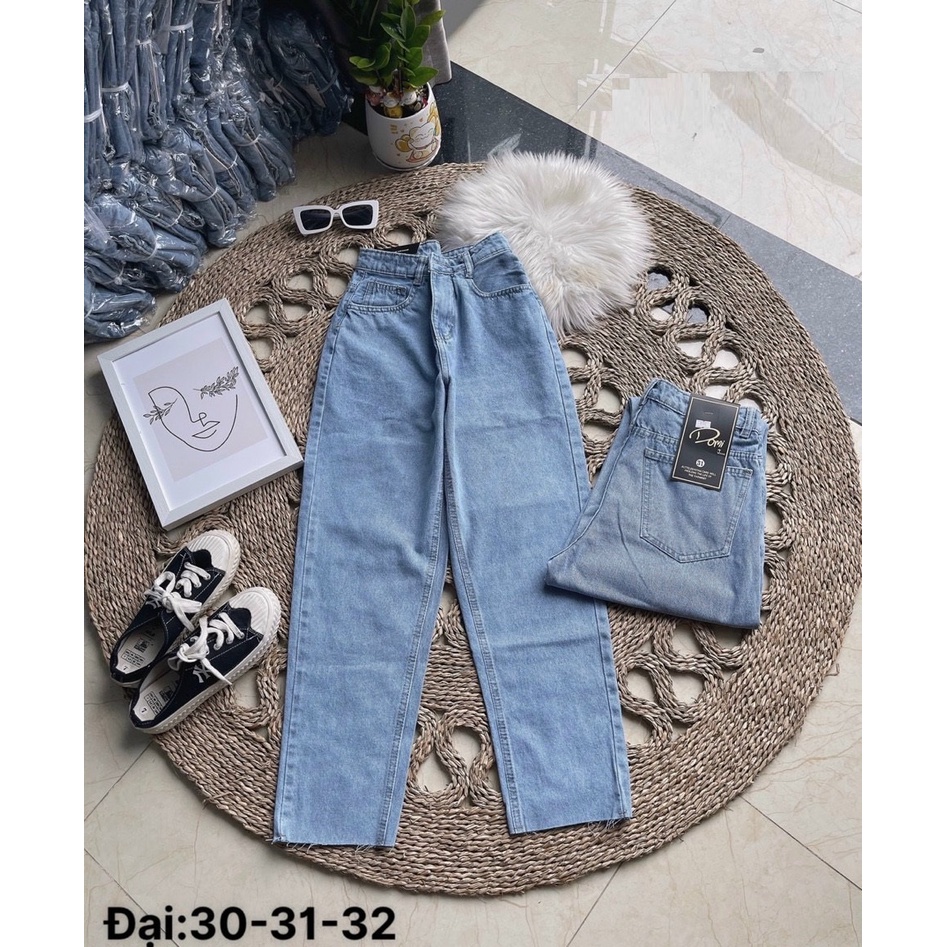 Quần baggy jeans trơn cắt gấu có Size S đến 3XL - JBG03