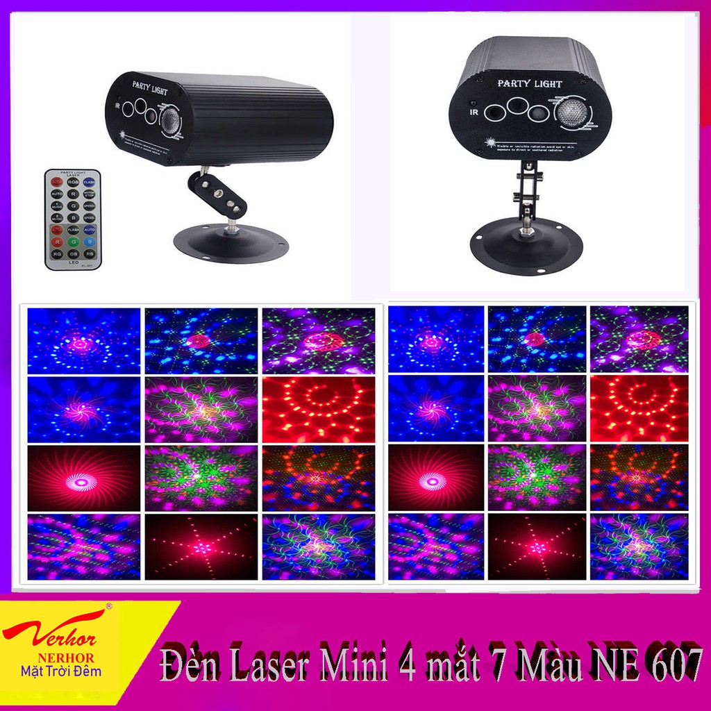 Đèn Laser Mini 4 mắt 7 Màu NE 607