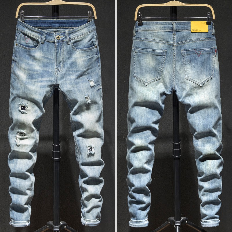 Quần Jean quần dài hoang đàn ông nghèo khổ mặc quần tây Nhật phiên bản Hàn về quần làm việc hoang dã