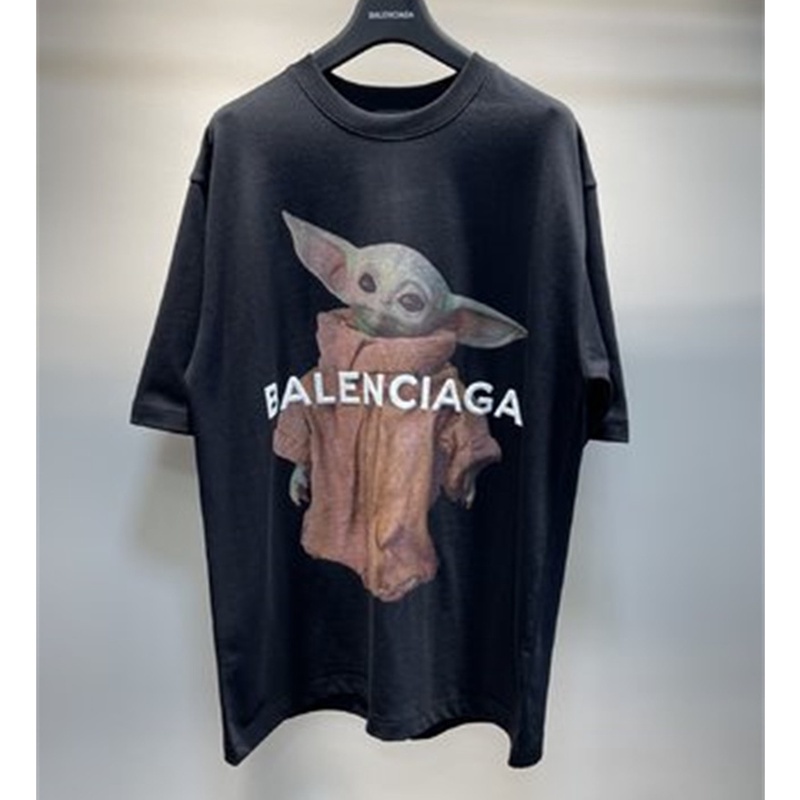 Áo Thun Cotton Tay Ngắn In Chữ Yoda Bong Bóng Plus Size Unisex