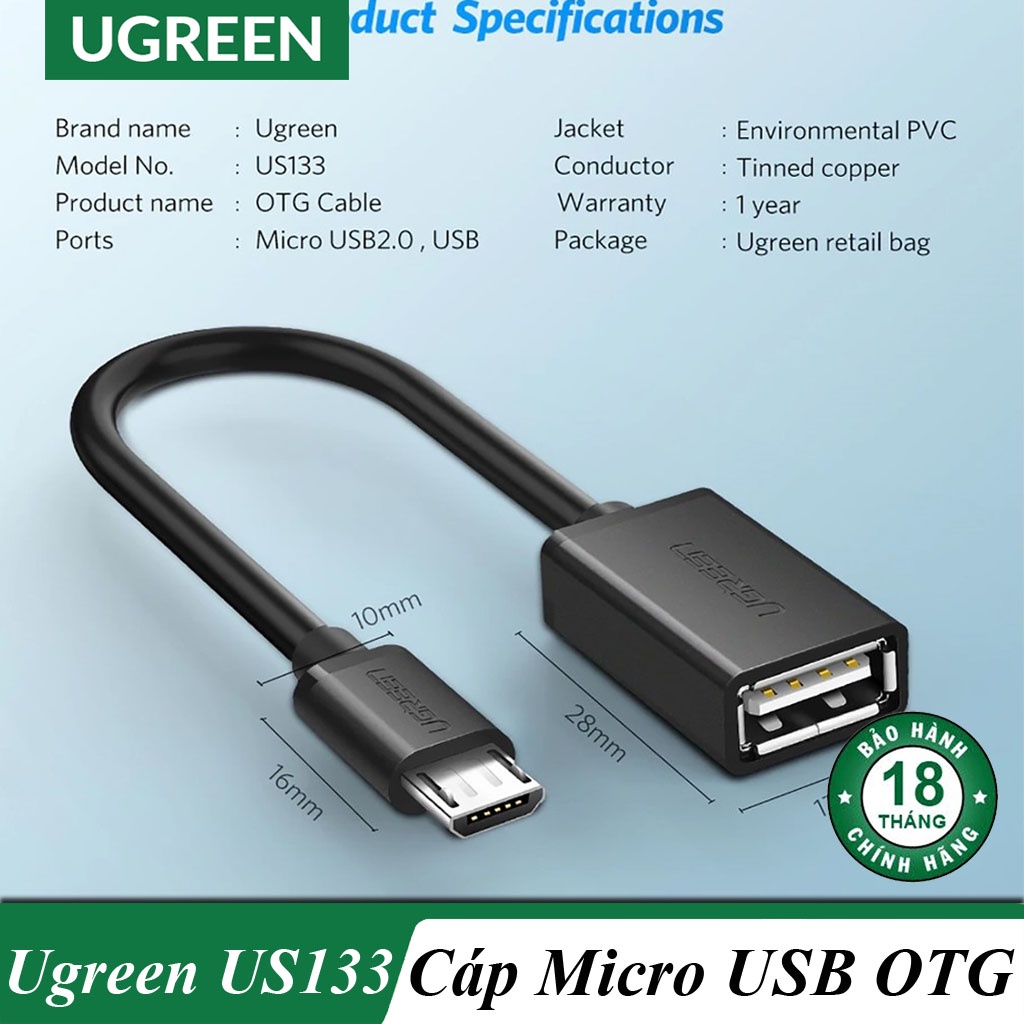 Cáp Micro Usb OTG Chính Hãng Ugreen US133 CAO CẤP