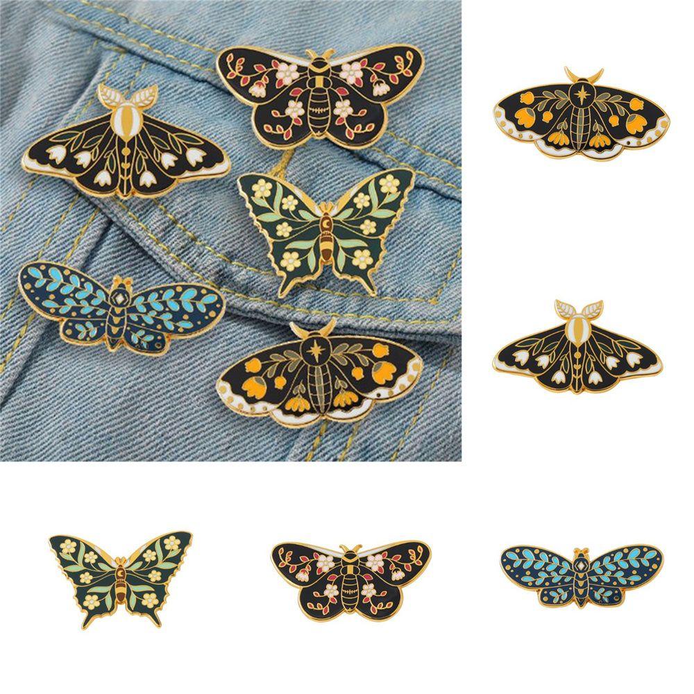 Ghim Cài Áo Hình Bướm Tráng Men Màu Đen