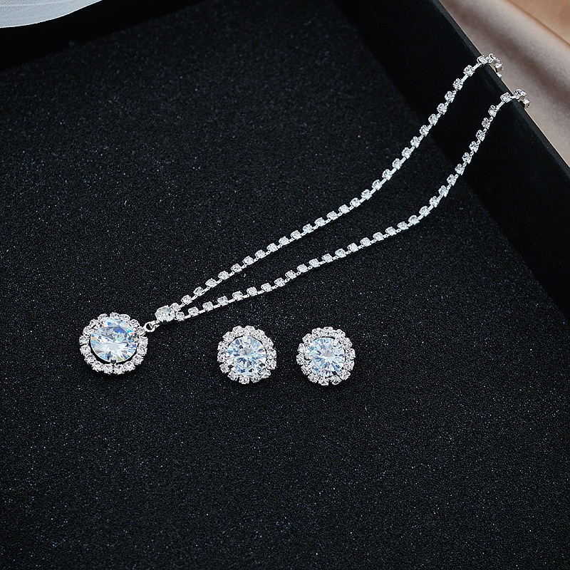 Set Vòng cổ Và Khuyên Tai Đính Đá Zircon