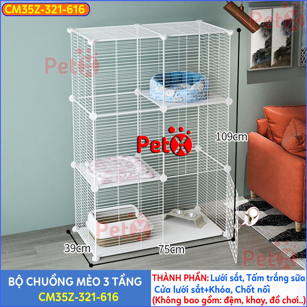 Chuồng thú cưng 2-3-4 tầng lưới sắt sơn tĩnh điện giá rẻ đẹp lắp ghép đa năng đơn giản có mái nuôi thú cưng, thỏ, bọ ú