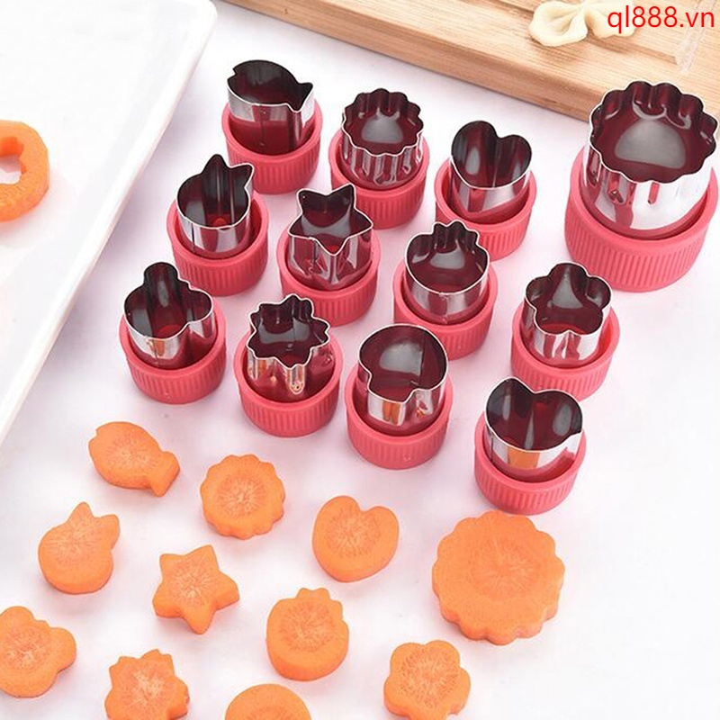 Set 12 Khuôn Cắt Tạo Hình Hoa Quả Trang Trí Bánh