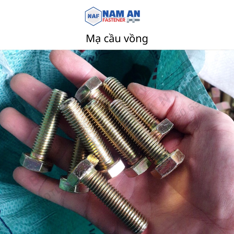 Bulong M10 cấp bền 8.8, bu lông lục giác M10, độ dài 20->100 mm. Màu: Đen, Vàng, Trắng