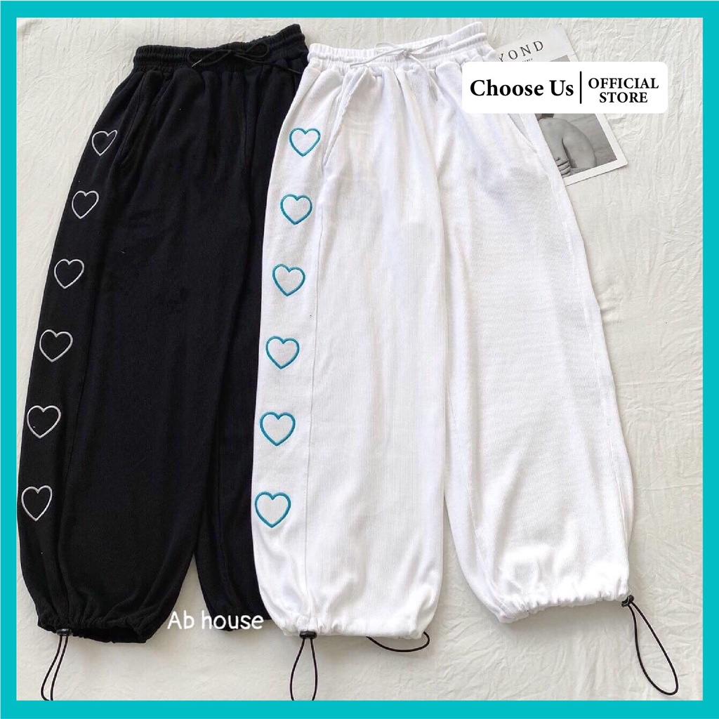 Quần jogger tim Closet có 2 màu Đen Trắng, chun ống from rộng Choose Us