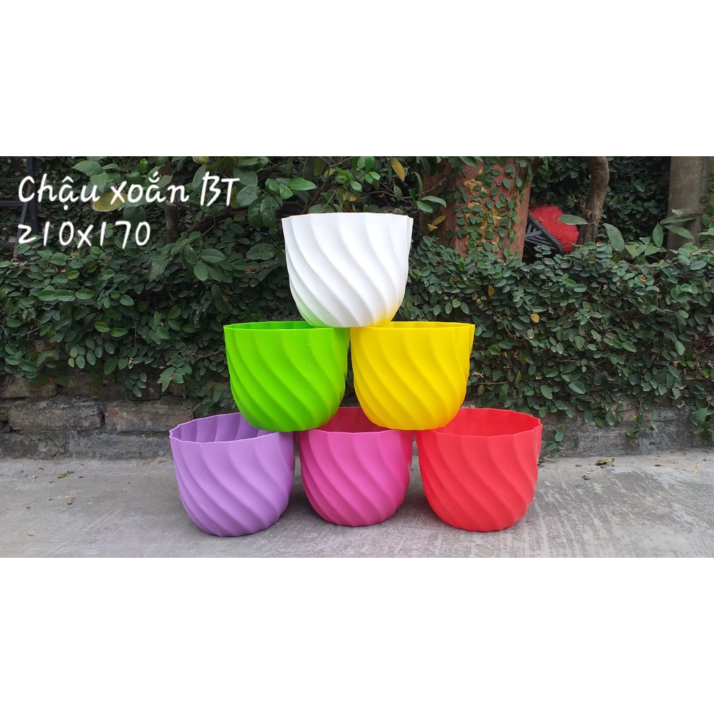 Chậu nhựa xoắn ốc phi 21 nhiều màu
