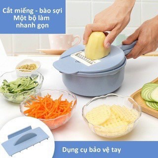 Bộ rổ nạo rau củ 12 chi tiết, bộ bào rau củ lúa mạch đa năng