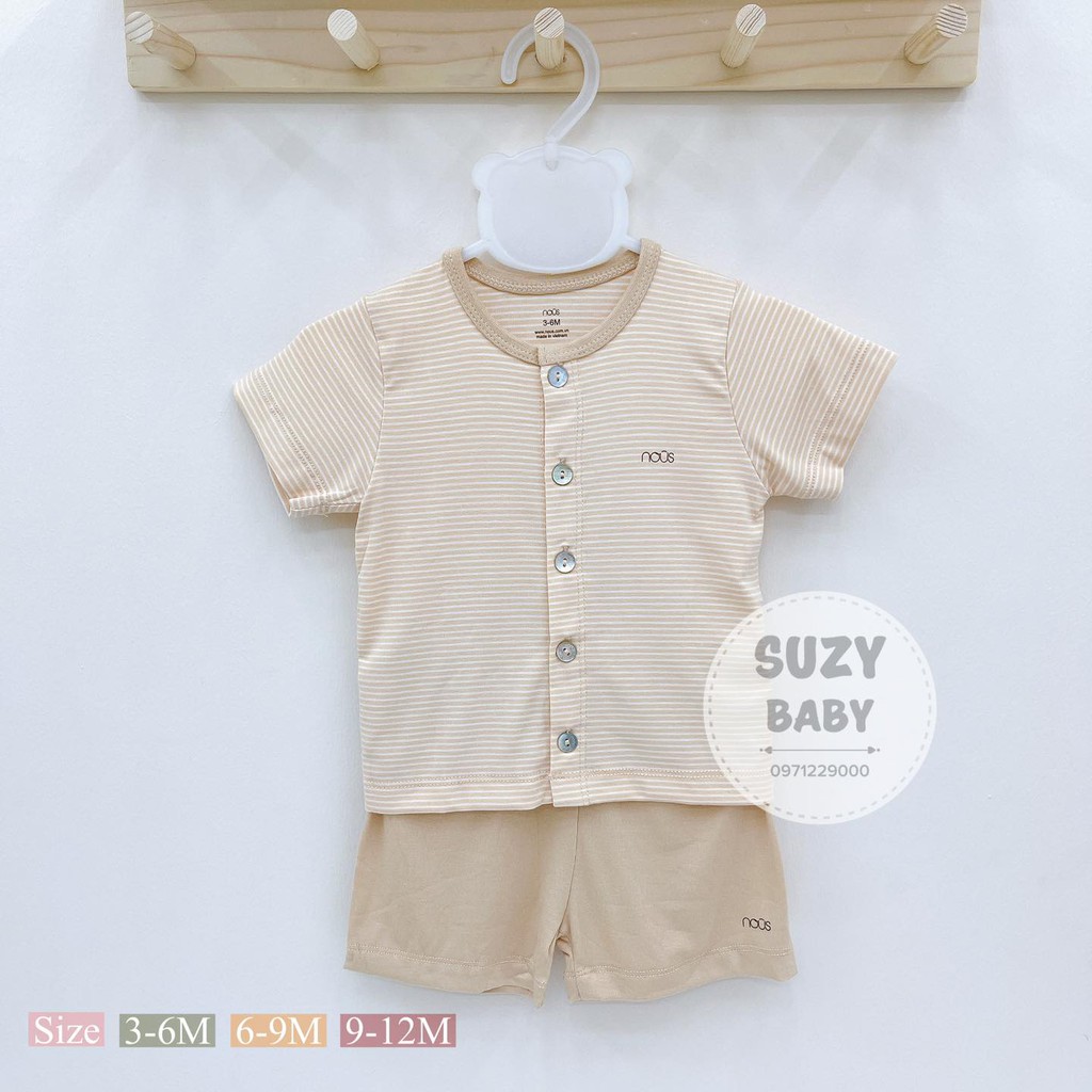 Nous Bộ Cộc Tay Cúc Giữa Chất Mềm Mát Cho Bé