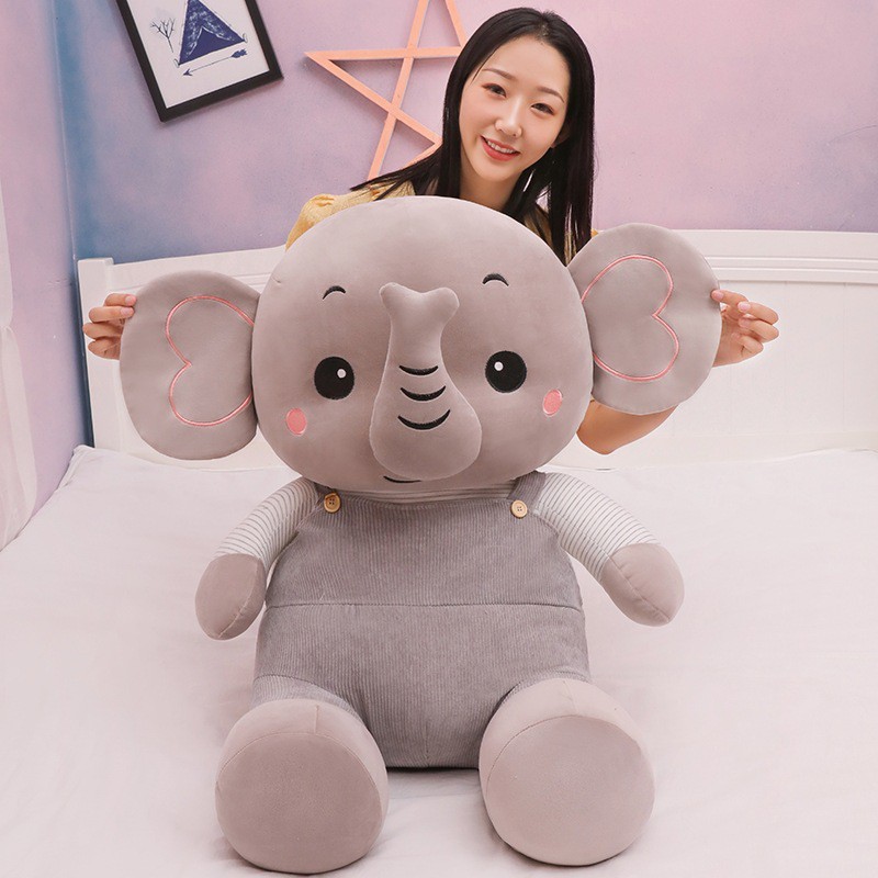 Gấu bông voi mặc áo yếm 2 màu hồng ghi kích thước kích thước 50cm- 1m Buenoo store