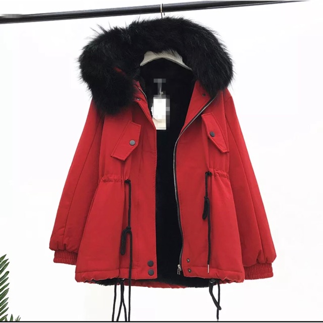 Parka đỏ đen