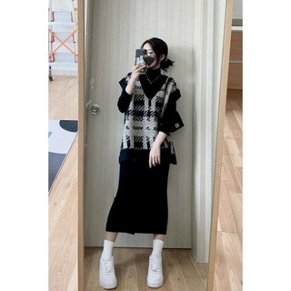 Váy bút chì len phong cách Hàn Quốc