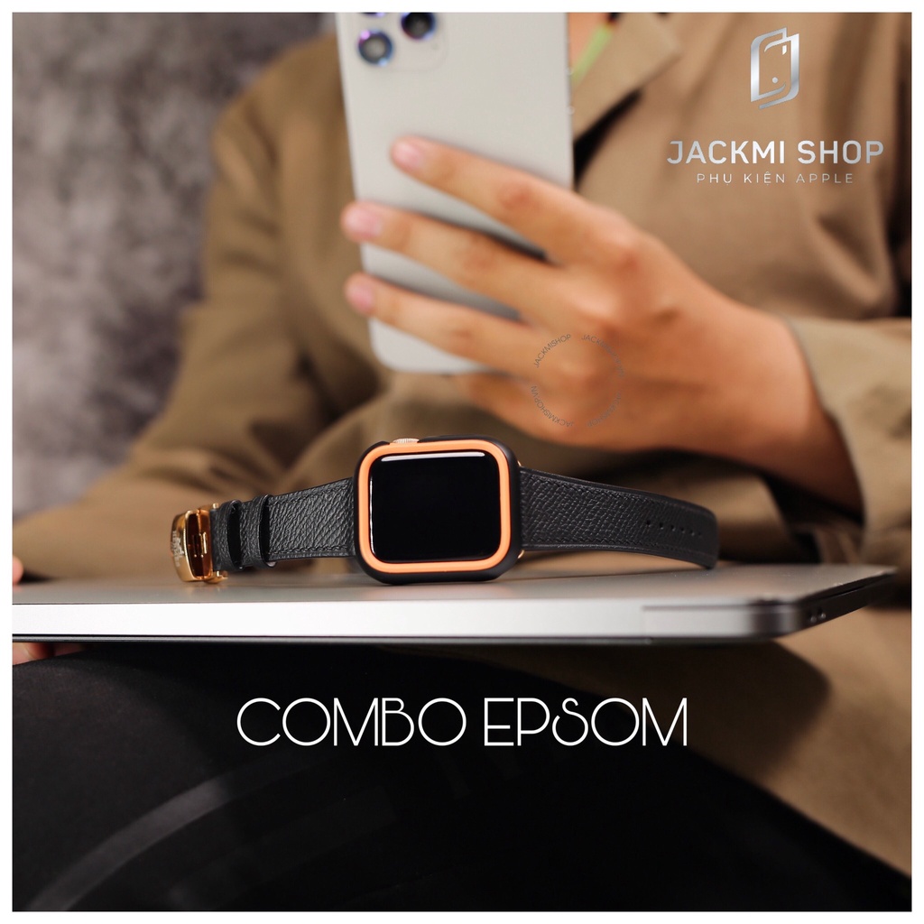 [COMBO 2 MÓN] DÂY DA BÊ EPSOM KHÓA BƯỚM CHO APPLE WATCH + ỐP VIỀN RHINOSHIELD CHO APPLE WATCH (DÂY DA BẢO HÀNH 1 NĂM)