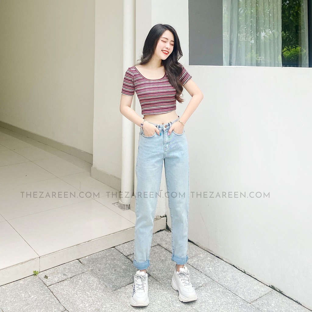 QUẦN JEANS BAGGY XĂN LAI BASIC ZAREEN JEA109 XANH NHẠT