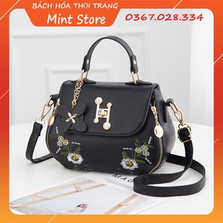 [Mã FASHIONGREEN94 giảm 10% tối đa 30K đơn từ 99K] TÚI XÁCH NỮ DA MỀM DÁNG BẦU HỌA TIẾT HOA CỎ THỜI TRANG PK 150