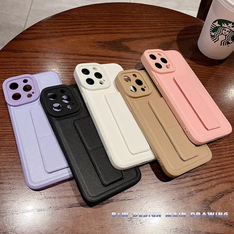 Ốp Điện Thoại Da Mềm Chống Sốc Có Quai Đeo Cổ Tay Gấp Gọn Đơn Giản Sang Trọng Cho iPhone 13 12 11 Pro MAX X XS MAX XR 7Plus 8Plus 3D