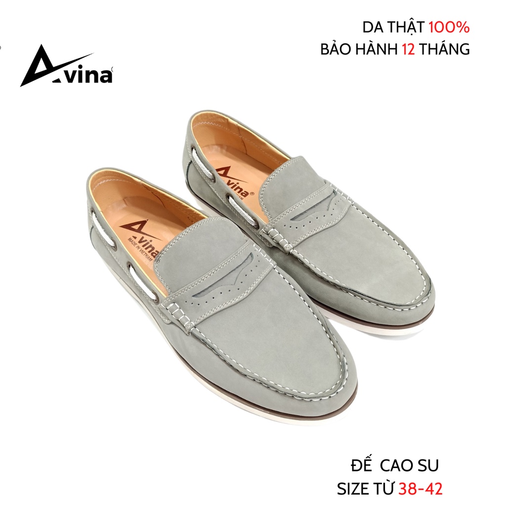 Giày nam công sở, giày lười nam da lộn cao cấp kết hợp quần jeans, sooc..Avina A654